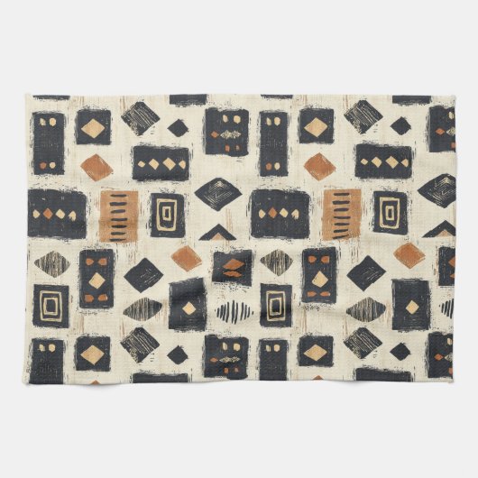 Rustieke Modderdoek Geometrisch Patroon (2) Theedoek (Horizontaal)