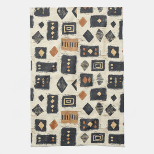 Rustieke Modderdoek Geometrisch Patroon (2) Theedoek