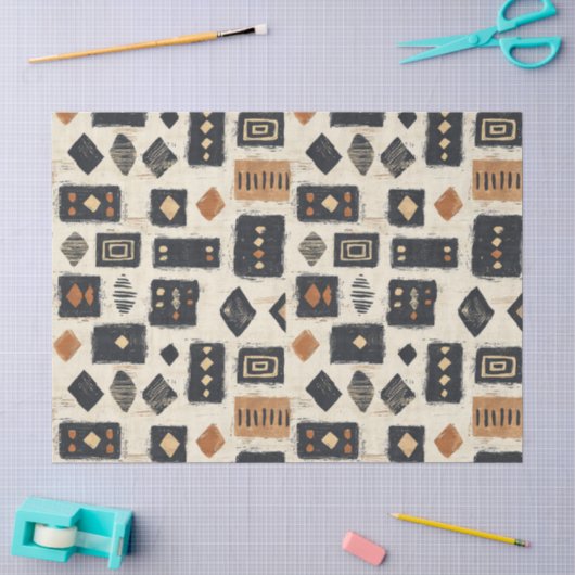 Rustieke modderdoek geometrisch patroon (2) tissuepapier (Craft)