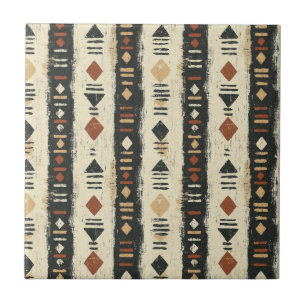 Rustieke Modderdoek Geometrisch Patroon (4) Tegeltje