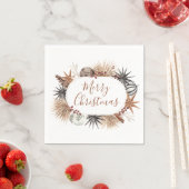 Rustieke moderne aardse neutrale vrolijke kerst servet (Insitu)