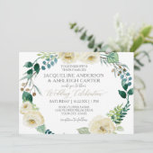 Rustieke moderne Alabaster Roos Eucalyptus krans Kaart (Staand voorkant)