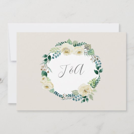 Rustieke moderne Alabaster Roos Eucalyptus krans Kaart (Achterkant)