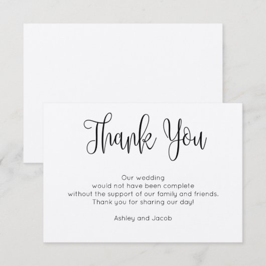 Rustieke moderne bedankkaart. Eenvoudige bruiloft Bedankkaart (Voorkant / Achterkant)