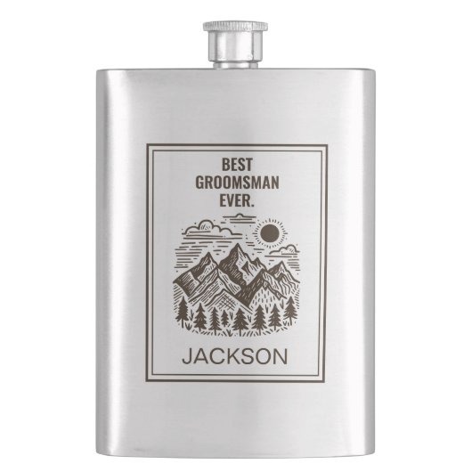 Rustieke Moderne Bergen Aangepaste Bruidsjonker Flacon (Voorkant)