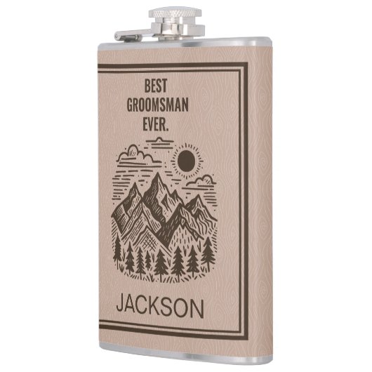 Rustieke Moderne Bergen Aangepaste Bruidsjonker Heupfles (Links)