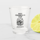 Rustieke Moderne Bergen Aangepaste Bruidsjonker Shot Glas (Voorkant)