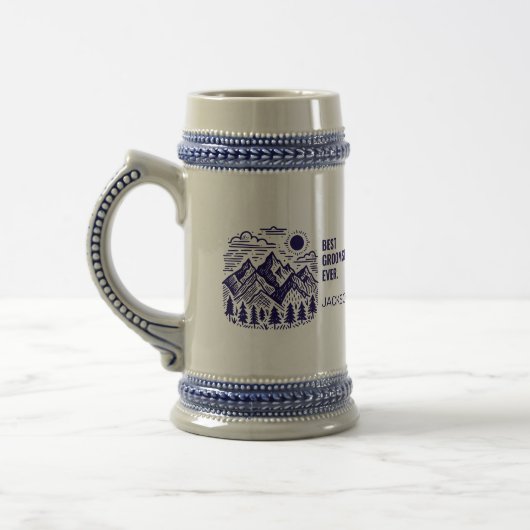 Rustieke Moderne Bergen Custom Groomsman Bierpul (Links)
