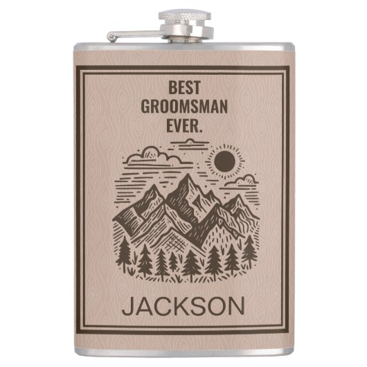 Rustieke Moderne Bergen Custom Groomsman Heupfles (Voorkant)