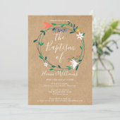 Rustieke Moderne Bloem Doop Christening Kaart (Staand voorkant)