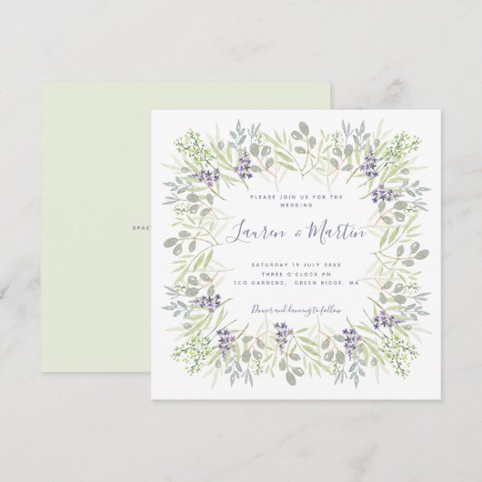 Rustieke moderne bloemen en olijven waterverf Brui Kaart (Voorkant / Achterkant)