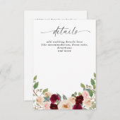 Rustieke moderne Bourgogne Perzik Bloemen Herfst B Informatiekaartje (Voorkant / Achterkant)