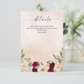 Rustieke moderne Bourgogne Perzik Bloemen Herfst B Informatiekaartje (Staand voorkant)