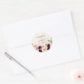 Rustieke moderne Bourgogne Perzik Bloemen Herfst B Ronde Sticker (Envelop)