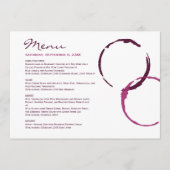 Rustieke moderne Bourgondische wijnvlekken bruilof Menu (Voorkant)