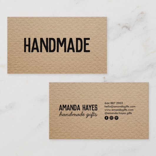 Rustieke moderne bruine kraft handgemaakte geschen visitekaartje (Voorkant / Achterkant)