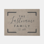 Rustieke moderne Burlap - Familie Welkom Deurmat (Voorkant)