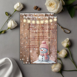 Rustieke Moderne Elegante Sneeuwman Baby Shower Kaart