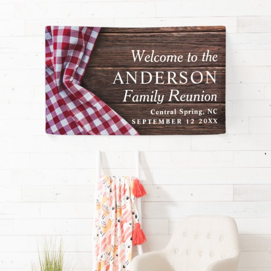 Rustieke Moderne Familie Reünie Picknick BBQ Party Spandoek (Insitu)