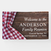 Rustieke Moderne Familie Reünie Picknick BBQ Party Spandoek (Horizontaal)