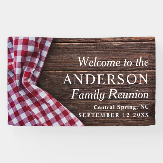 Rustieke Moderne Familie Reünie Picknick BBQ Party Spandoek (Horizontaal)