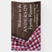 Rustieke Moderne Familie Reünie Picknick BBQ Party Spandoek (Verticaal)