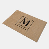Rustieke moderne familienaam monogram deurmat (Schuin)