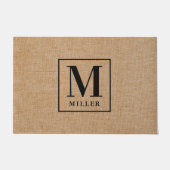 Rustieke moderne familienaam monogram deurmat (Voorkant)