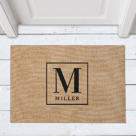 Rustieke moderne familienaam monogram deurmat