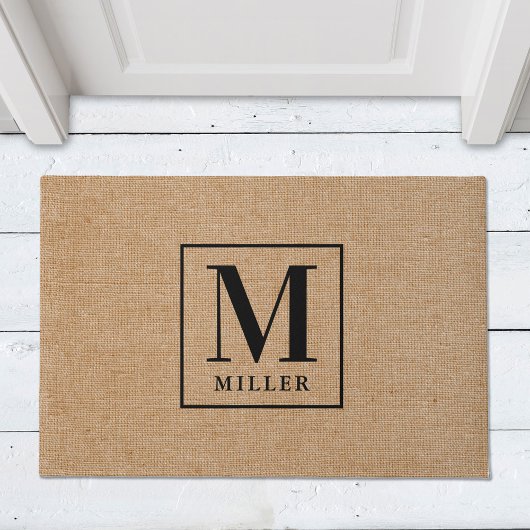 Rustieke moderne familienaam monogram deurmat