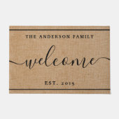 Rustieke moderne familienaam monogram welkom deurmat (Voorkant)
