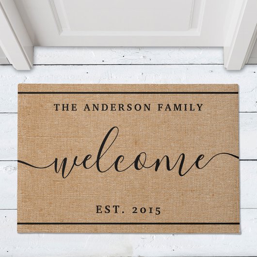 Rustieke moderne familienaam monogram welkom deurmat