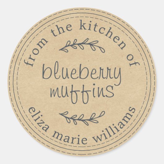 Rustieke moderne gebakken goederen Blueberry Muffi Ronde Sticker (Voorkant)