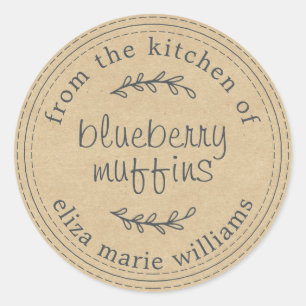 Rustieke moderne gebakken goederen Blueberry Muffi Ronde Sticker
