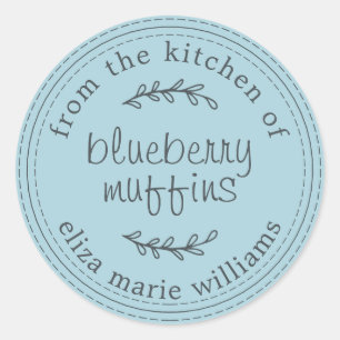 Rustieke Moderne Gebakken Waren Bosbesmuffins Blau Ronde Sticker