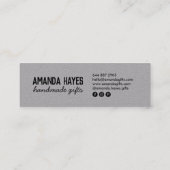 Rustieke moderne grijze kraft handgemaakte geschen mini visitekaartje (Achterkant)
