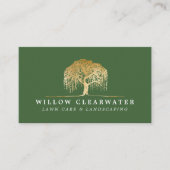 Rustieke moderne groene en gouden wilgenboom lands visitekaartje (Voorkant)