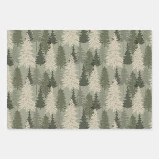 Rustieke moderne groene Sage Pine Forest Inpakpapier Vel