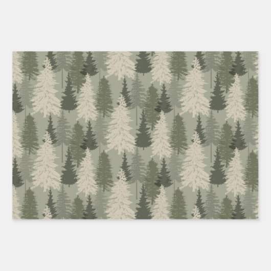 Rustieke moderne groene Sage Pine Forest Inpakpapier Vel (Voorkant 2)