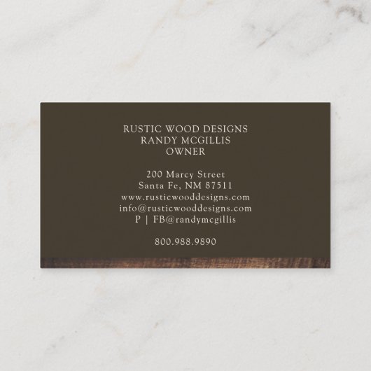 Rustieke moderne houttimmerman visitekaartje (Achterkant)