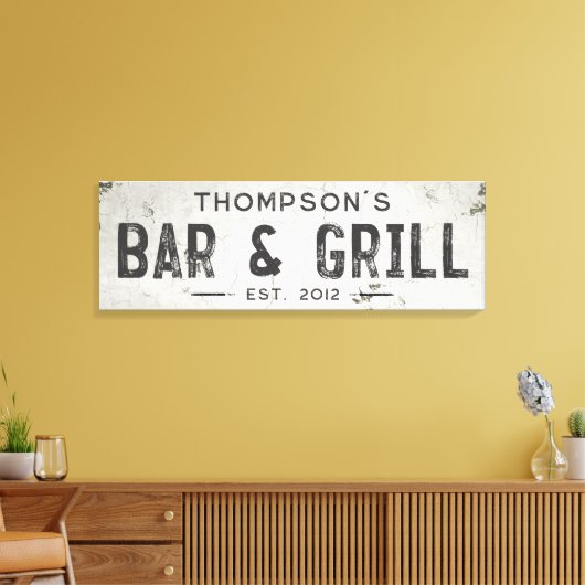 Rustieke Moderne Industriële Boerderij Bar Lang Canvas Afdruk (Insitu (Woonkamer))