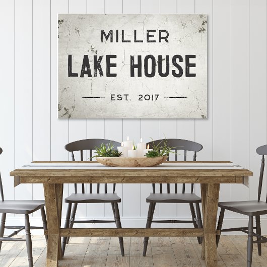 Rustieke moderne industriële boerderij Lake House Canvas Afdruk