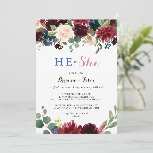 Rustieke moderne kalligrafie Hij of Zij Geslacht O Kaart (Staand voorkant)