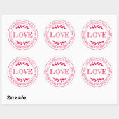 Rustieke moderne kerst liefde retouradres rood ronde sticker (Vel)