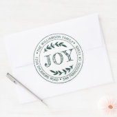 Rustieke moderne kerst plezier retouradres groen ronde sticker (Envelop)