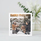 Rustieke moderne Kerstmis twee foto vierkant Feestdagenkaart (Staand voorkant)