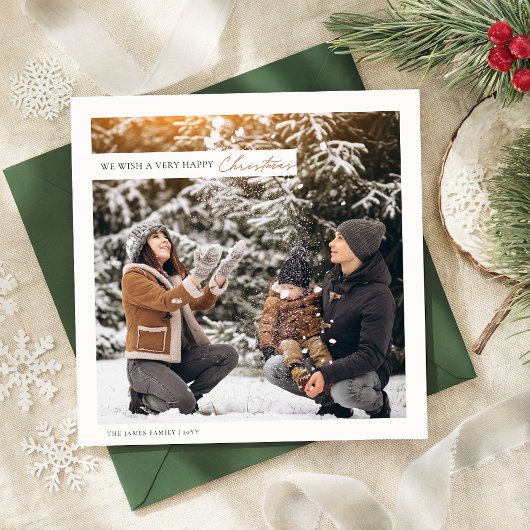 Rustieke moderne Kerstmis twee foto vierkant Feestdagenkaart