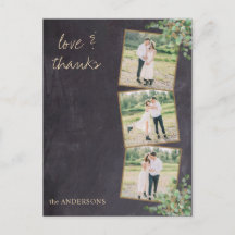 Rustieke moderne krijtbord foto bruiloft Dank u