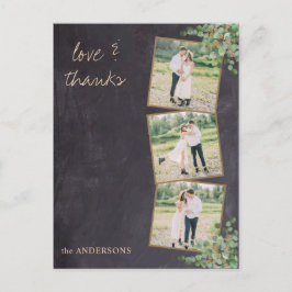 Rustieke moderne krijtbord foto bruiloft Dank u Briefkaart