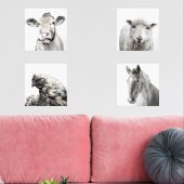 Rustieke Moderne Landhuis Barnyard Dieren Muurkunst Sets (Woonkamer)